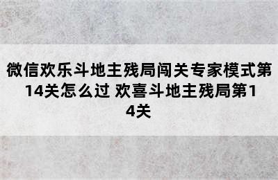 微信欢乐斗地主残局闯关专家模式第14关怎么过 欢喜斗地主残局第14关